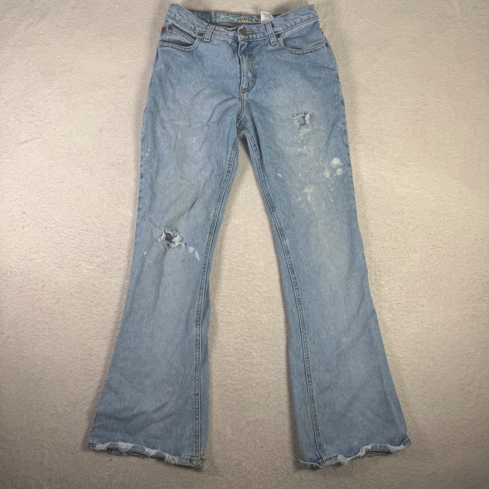 Mudd Flare Jeans Womens 9 Light Blue Good Distressed Y2K Bell Bottom 4BA959